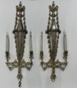 Pair of mirror candelabra wall lights