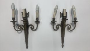 Pair of brass wall lights