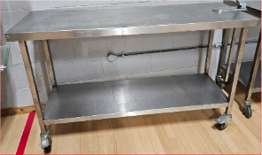 Stainless Steel Catering Table / Trolley on Wheels 1500 x 500 x 900
