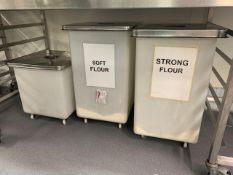 Set of 3 Various Mobile Flour Bins