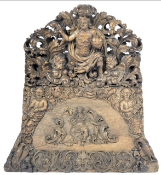 A large 17th Century Belgium Chestnut & Walnut Carved Ecclesiastical Confessional Seat Cresting