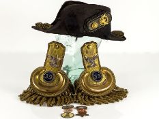 US Civil War Bicorn Hat Medals & 39th New York Inf Reg Epaulette