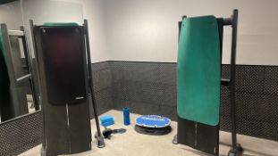 Gym Mat & Stands, Reebok Balance Board and rollers
