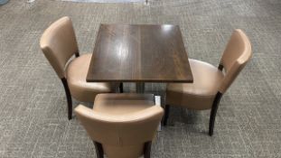 3 x Brown Leather Chairs and 1 x Square Table