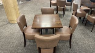 4 x Brown Leather Chairs and 1 x Square Table