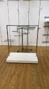 Aluminium Clothing Rail on Wooden Plinth