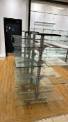 2x Dual Sided Glass Display Shelves