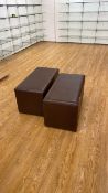 Brown Faux Leather Seating Boxes x2