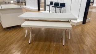 Pair Of Wooden Display Tables