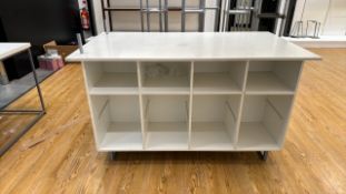 White Gloss Display Unit With Box Shelving