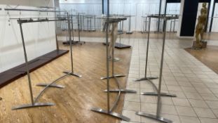 Brushed Metal and Glass Curved Garment Rails x3