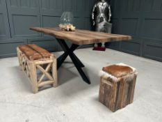 Dining Table On Metal Crossed Base