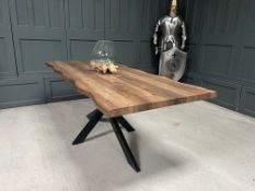 Dining Table On Metal Crossed Base