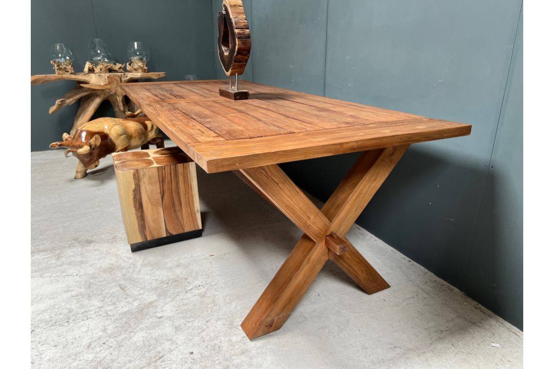 Recycled Teak Dining Table - Image 3 of 11