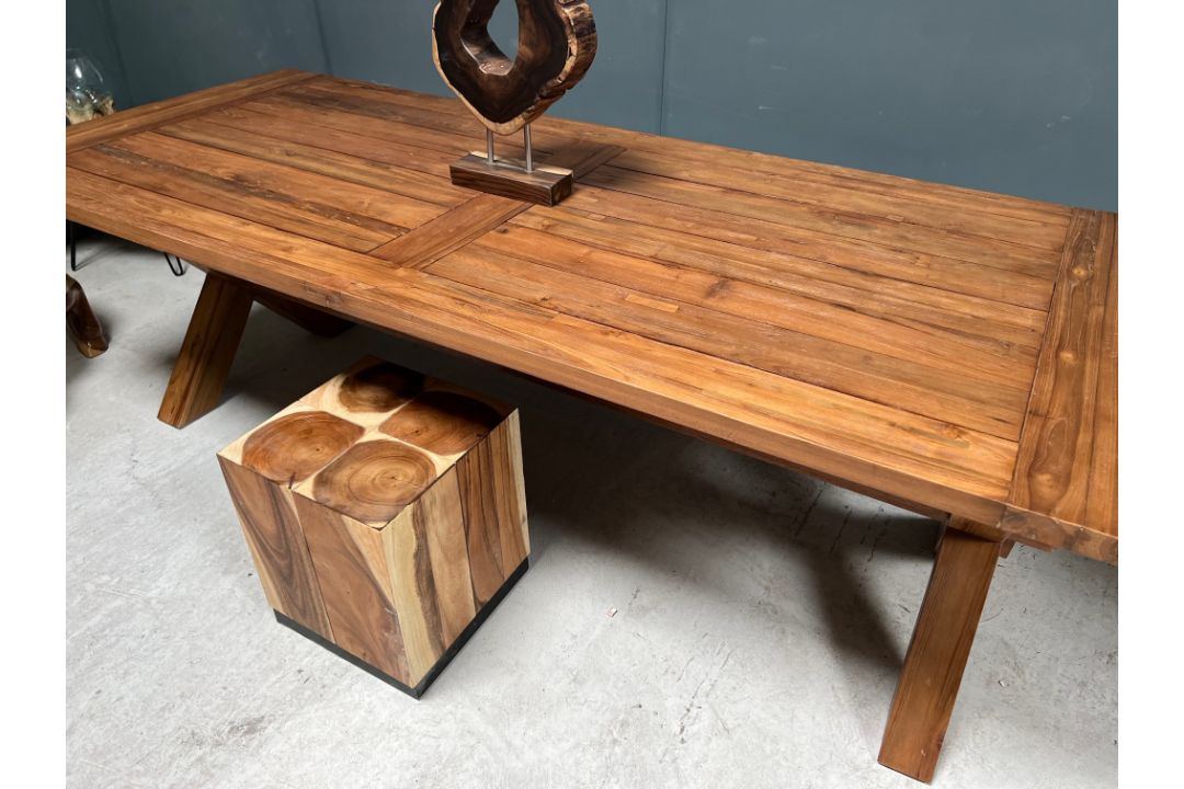 Recycled Teak Dining Table - Image 2 of 11