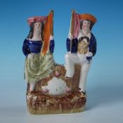 Staffordshire Pottery Sailor & Lass Clock Group