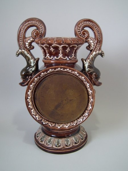 Victorian Majolica Clock With Dolphin Handles - Image 3 of 10