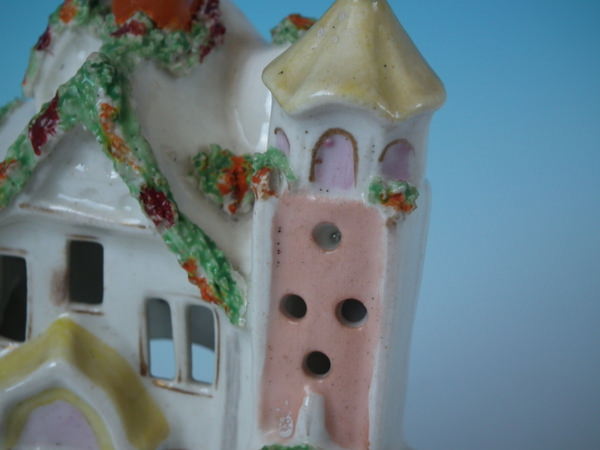 Staffordshire Pottery House With Barrel Pastille Burner - Image 8 of 13