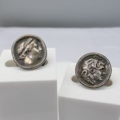 Pair Of Antique 19th Century Silver-Topped 17mm Studs