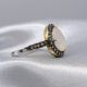 Stunning Moonstone Dress Ring With A Diamond Halo, In Gold-Plated Silver - Image 3 of 6