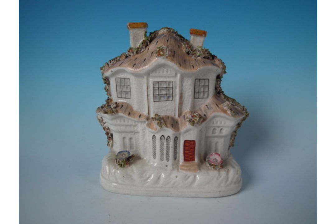 Staffordshire Pottery Two Storey House With Thatched Roof - Image 1 of 15