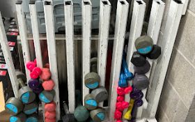 Studio Dumbell rack with Assorted Dumbells
