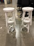 White Wooden Stool x4