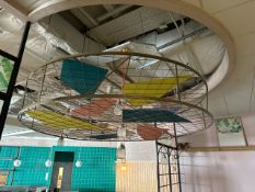 Large Circular Bronze Metal Chandelier