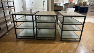 Metal & Wood Display Shelves x3