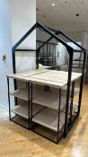 Metal Shed Frame & Wooden Display Tables