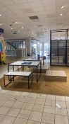 Retail Display Tables x4 Retail Display Cubes x2 . Small Bench