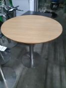 Round Beech Effect Pedestal Base Tables x4