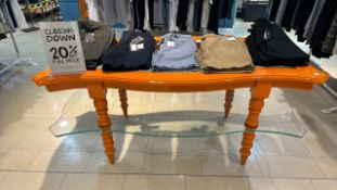 Orange & Glass Wood Display Table