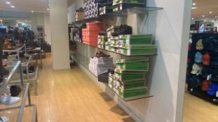 Complete Wall Of 3 Rows Glass Eetail Shelving