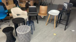 Various Chairs, Stools & Sidetables