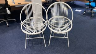 2 x Lightweight Metal & Rattan Chairs