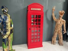 Vibrant Red Iconic Telephone Booth Mini Bar/Cabinet