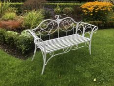 Ornate Iron White Bench