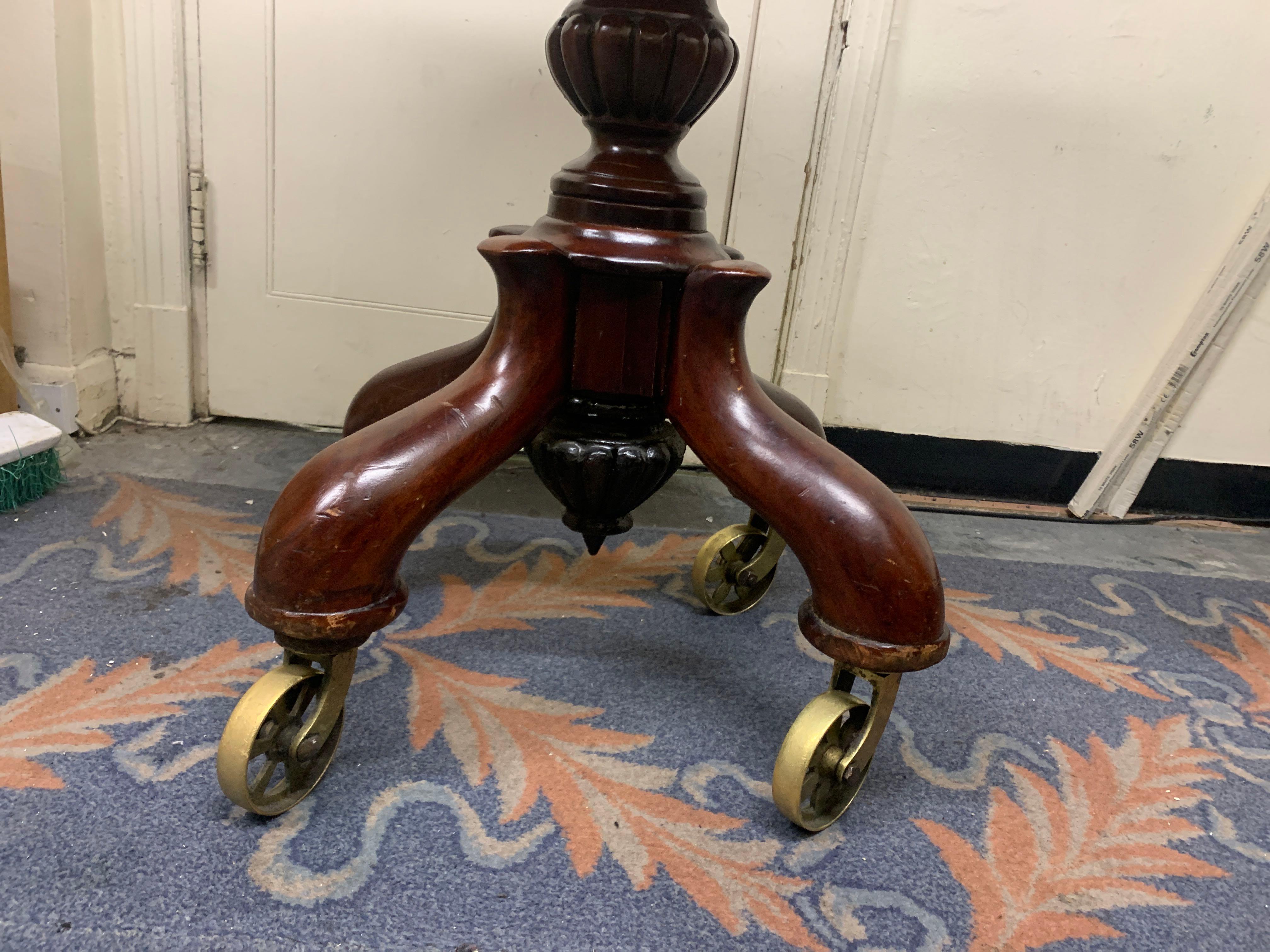 Mahogany Meat Carving Unit With Silver Plated Lid And Stand. Mahogany Baluster Frame On Brass Caster - Image 3 of 4
