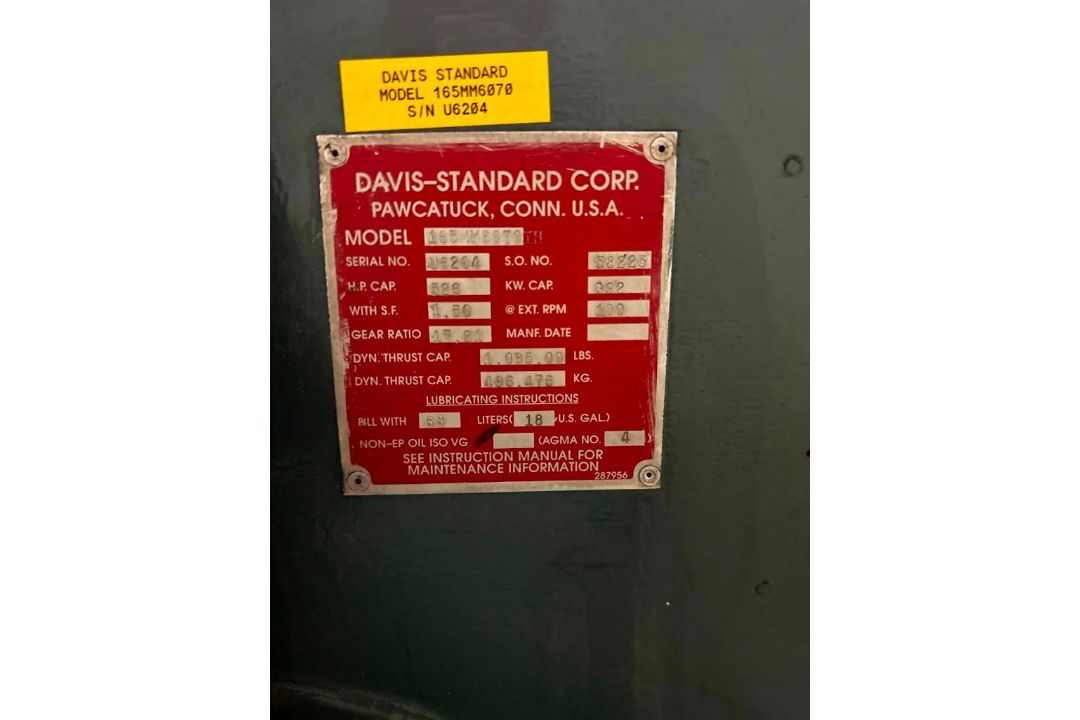 DAVIS STANDARD EXTRUDER, 165MM SCREW DIAMETER, 30"1 L/D RATIO MODEL NUMBER 165MM 6070TH - Image 8 of 9