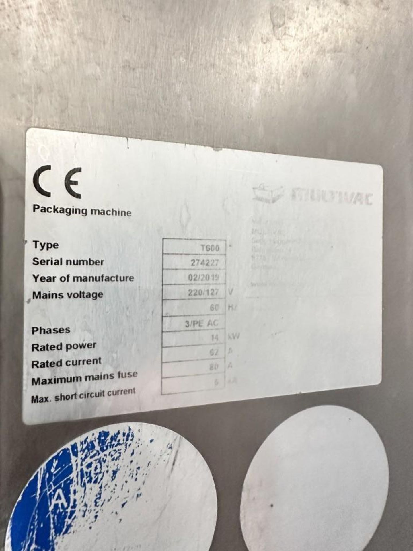 MULTIVAC MODEL T-600 TRAY SEALER MFG 2019 - Image 5 of 6