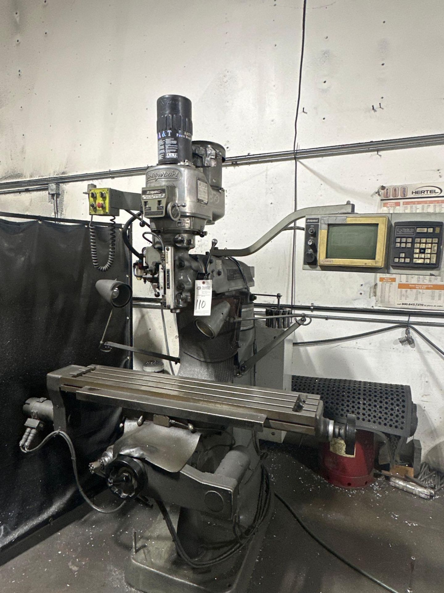 BRIDGEPORT KNEE MILL WITH POWER DRAWBAR, DRO