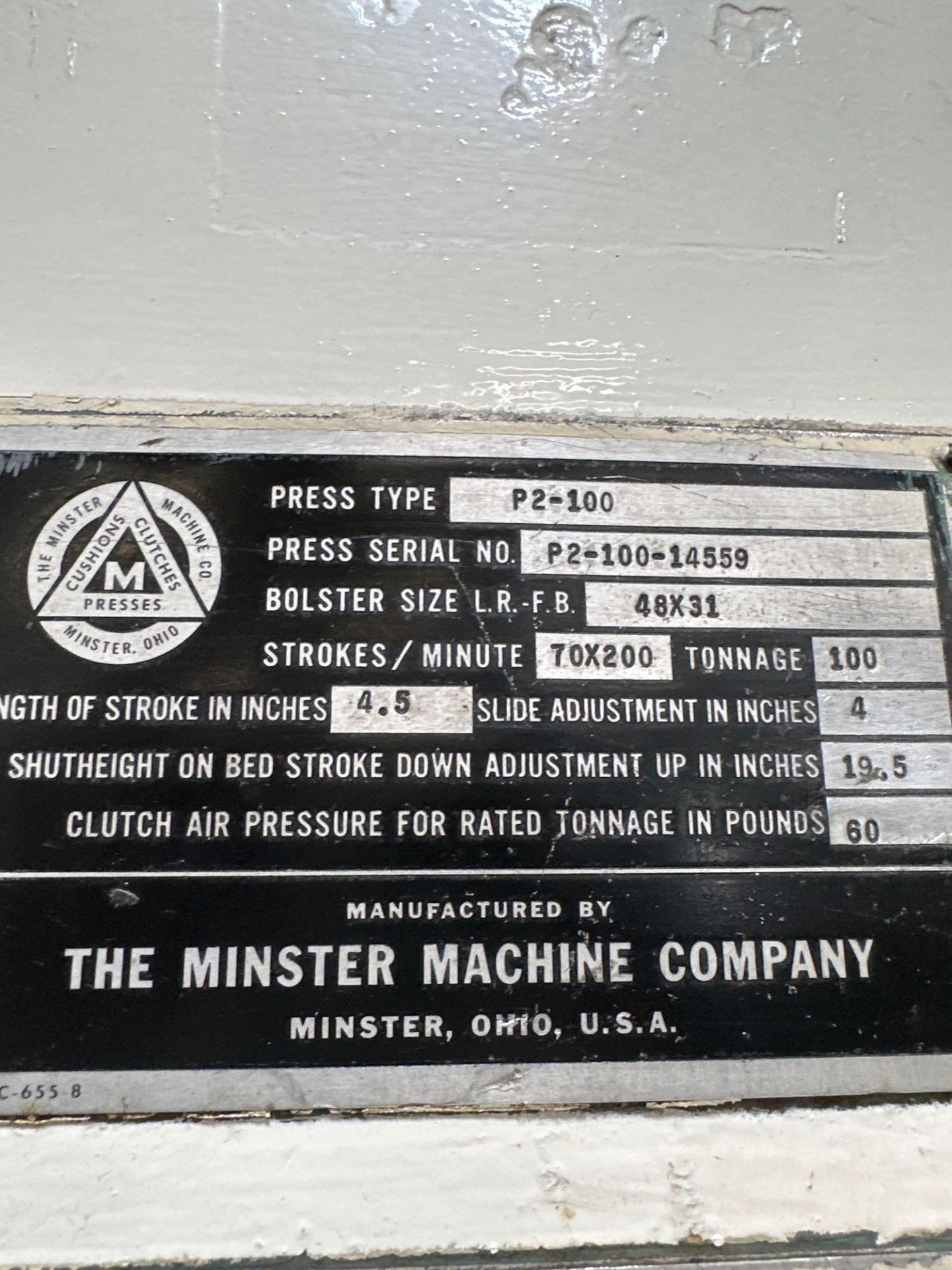 MINSTER P2-100-48 100 TON PRESS, DIPRO 1500, COE FEEDER, SERVO MASTER 3 CONTROL - Image 25 of 32