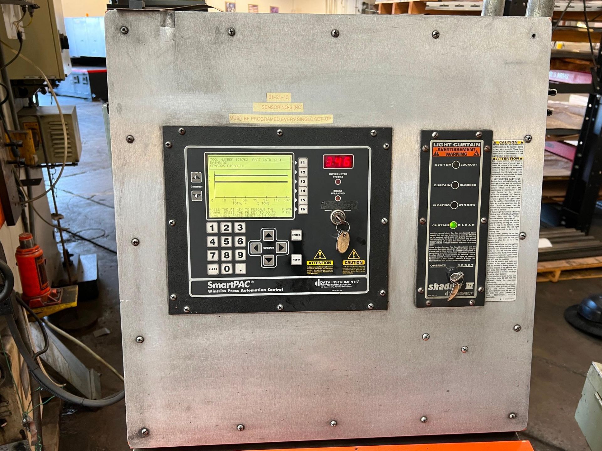 CLEARING SEYI SN2-220 220 TON GAP FRAME DOUBLE CRANK PRESS, COIL STRAIGHTENER & REEL INCLUDED; 1998 - Image 11 of 34
