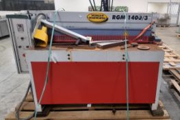 Morgan Rushworth RGM 1400/3, Metal shearing/squaring press. Serial no 20100567