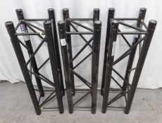 3x Black stage lighting truss assemblies - 1000 x 290 x 290mm