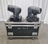 2x Martin Mac 700 wash lights with flight case - L 1200 x W 590 x H 740mm