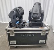 2x Martin Mac 700 wash lights with flight case - L 1200 x W 590 x H 740mm