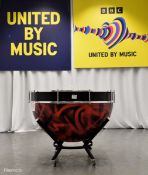 Large prop drums from Kalush Orchestra's live performance of 'Stefania' in the Grand Final opening