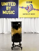 Drum prop from Sam Ryder performance in Grand Final - on wheeled base - Dia 370 x H 920mm